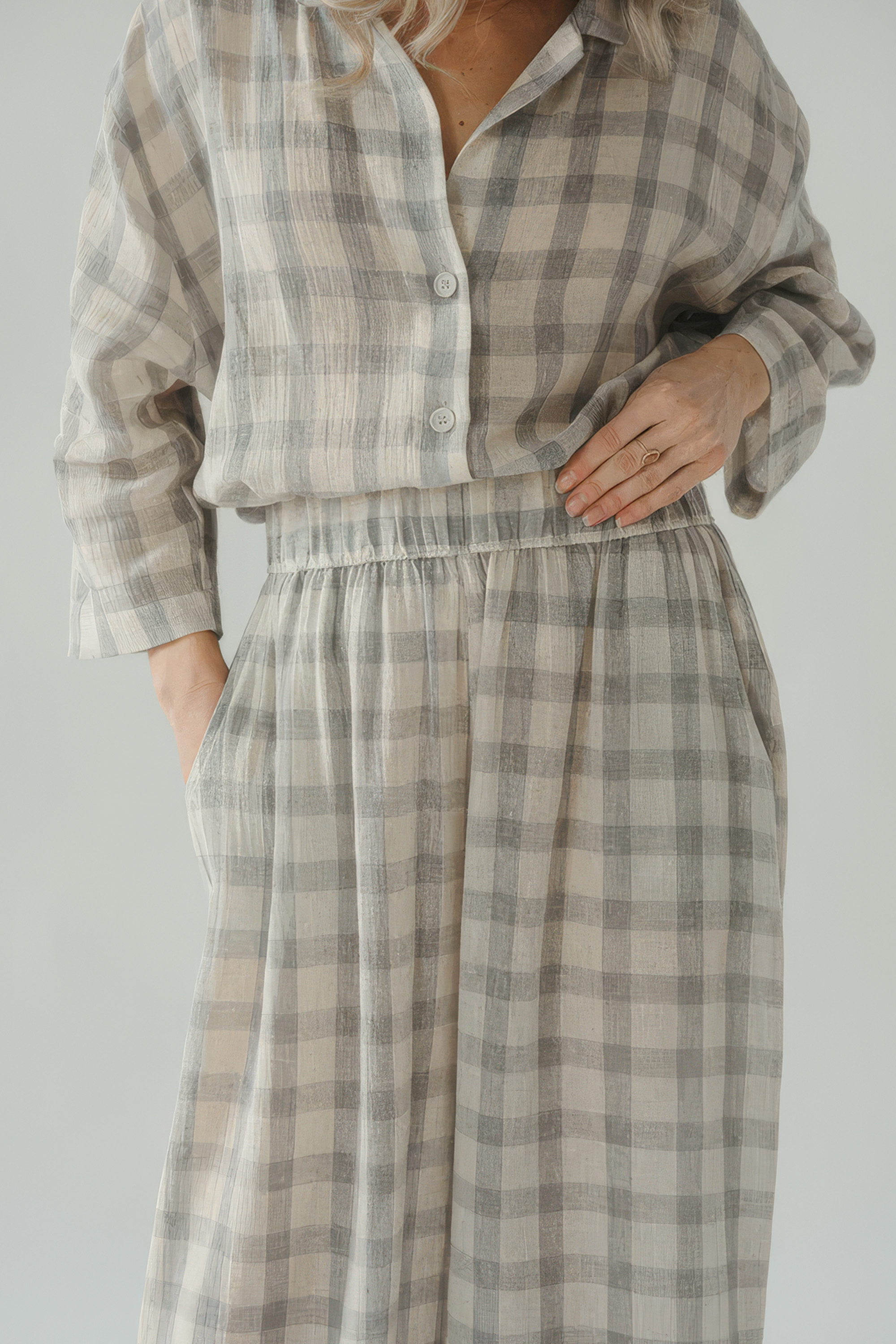 Grey Plaid Palazzo Pants